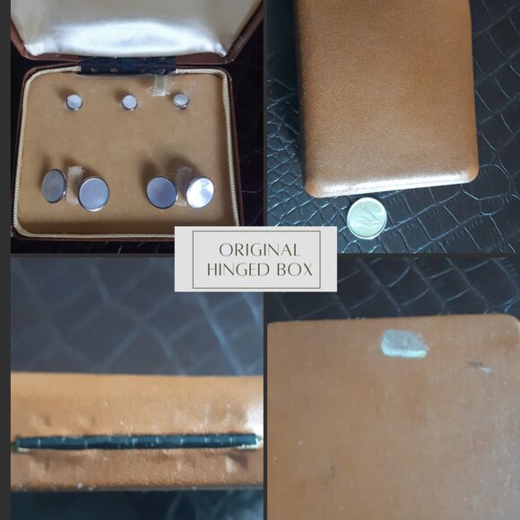 1930/40s Dolan & Bullock Art Deco Gold Filled MOP Cuff Link and Stud Set - Picture 7 of 16